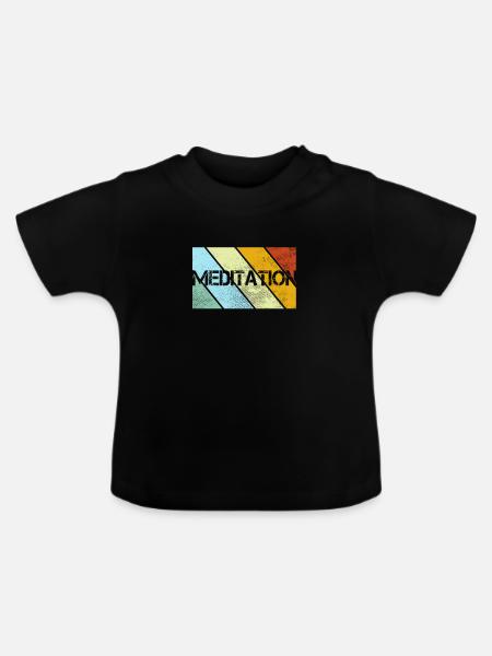 Meditation Retro - Baby Bio-T-Shirt mit Rundhals - Schwarz