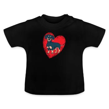 Chien teckel Propriétaire de chien Gechenkidee - T-shirt bio col rond Bébé - noir - Devant