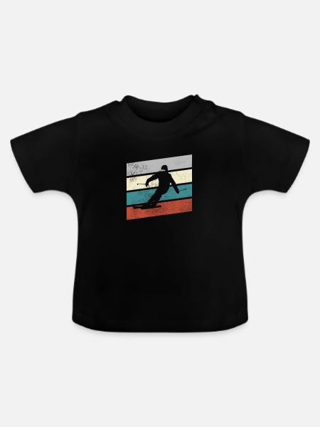 Ski Retro - Baby Bio-T-Shirt mit Rundhals - Schwarz