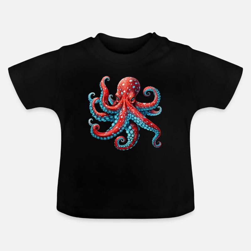 OCTOPUS GRAPHIC KRAKEN DESIGNS - Baby Bio-T-Shirt mit Rundhals - Schwarz