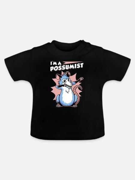 Opossum Spruch - Baby Bio-T-Shirt mit Rundhals - Schwarz