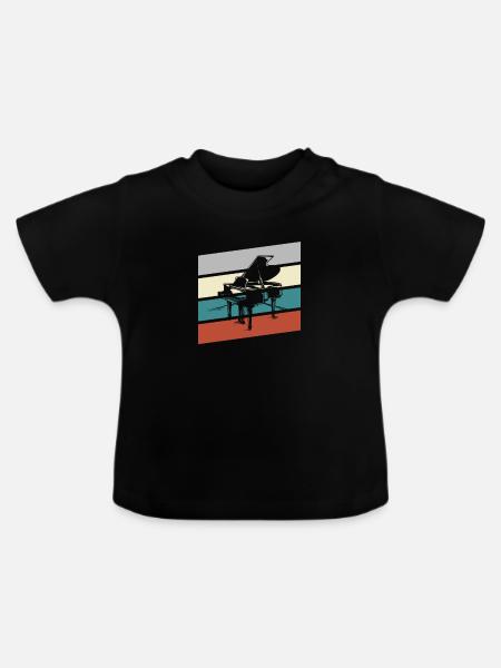 Klavier Retro - Baby Bio-T-Shirt mit Rundhals - Schwarz