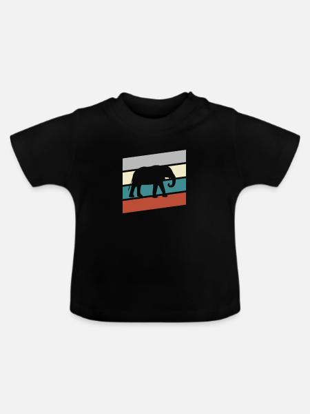 Elefant Retro - Baby Bio-T-Shirt mit Rundhals - Schwarz