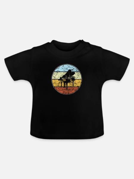 Klavier Retro - Baby Bio-T-Shirt mit Rundhals - Schwarz