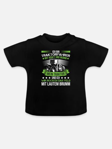 Ich bin Traktorfahrer - Baby Bio-T-Shirt mit Rundhals - Schwarz