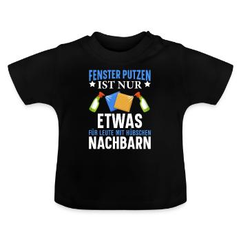 Fenster putzen - Baby Bio-T-Shirt mit Rundhals - Schwarz - Vorne