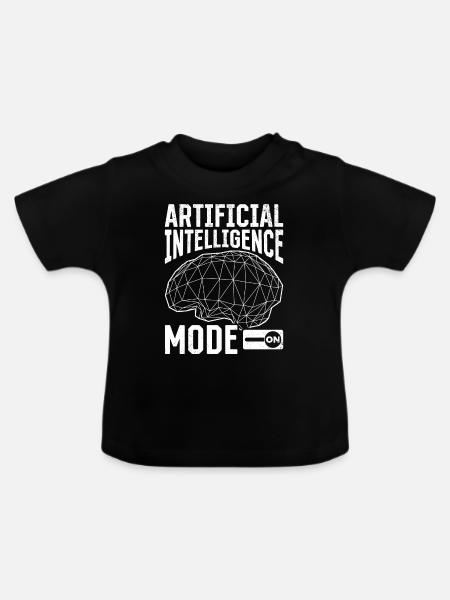 Artificial Intelligence Mode On - Baby Bio-T-Shirt mit Rundhals - Schwarz