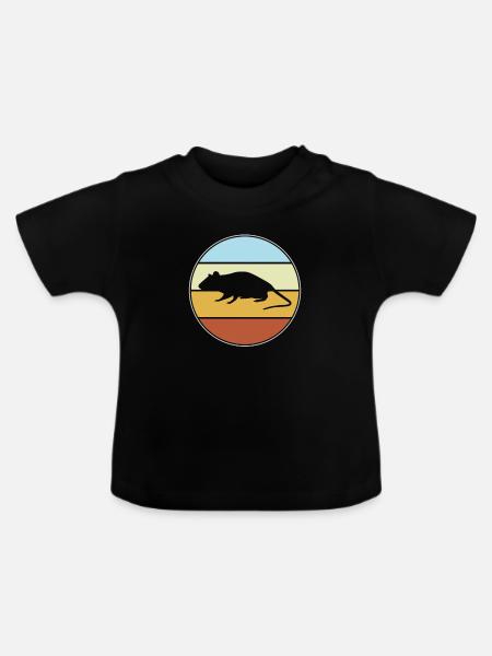 Maus retro - Baby Bio-T-Shirt mit Rundhals - Schwarz