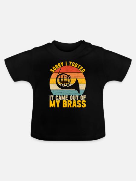 Horn Blechblasinstrument - Baby Bio-T-Shirt mit Rundhals - Schwarz