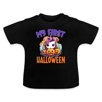 Mon premier Halloween pour les bébés - T-shirt bio col rond Bébé - noir - Devant