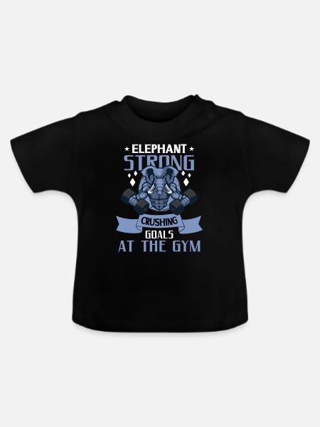 Elephant Bodybuilding Powerlifting Weightlifting - Baby Bio-T-Shirt mit Rundhals - Schwarz