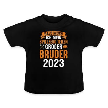 Spielzeug Bruder 2023 - Baby Bio-T-Shirt mit Rundhals - Schwarz - Vorne