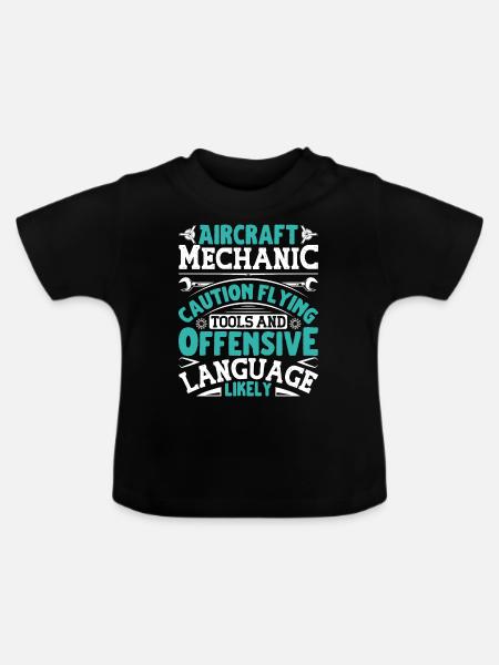 Love Airplane aviation - Baby Bio-T-Shirt mit Rundhals - Schwarz