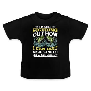 Fishing Kayak Paddling - Baby Organic T-Shirt with Round Neck - black - Front