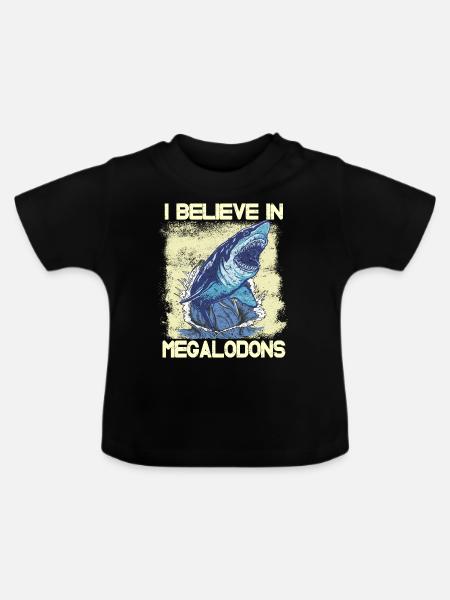 I believe in megalodons - Baby Bio-T-Shirt mit Rundhals - Schwarz