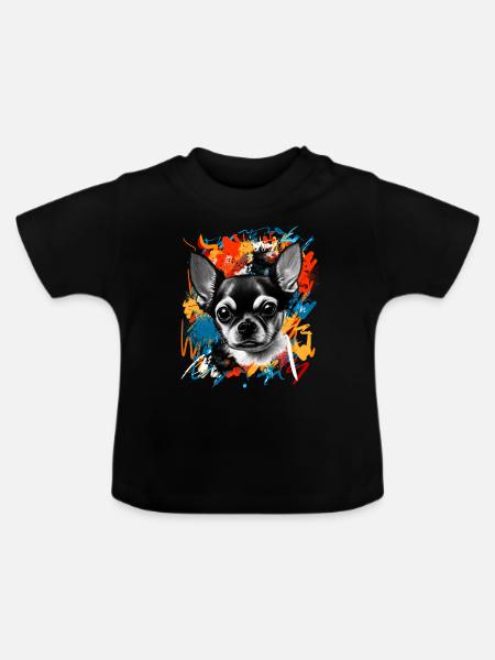 Chihuahua - Baby Bio-T-Shirt mit Rundhals - Schwarz