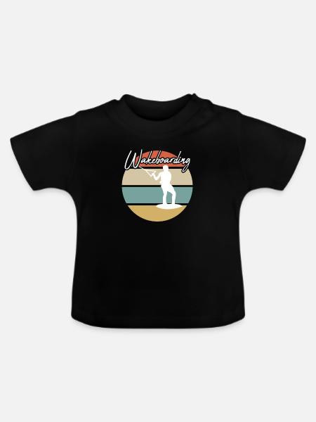Wakeboarding Retro - Baby Bio-T-Shirt mit Rundhals - Schwarz