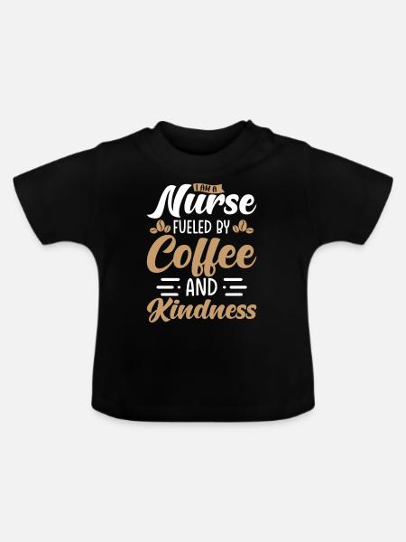 Krankenschwester Angetrieben von Kaffee - Baby Bio-T-Shirt mit Rundhals - Schwarz