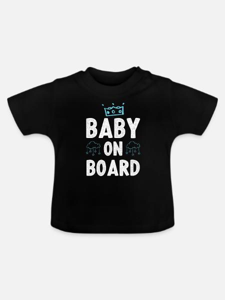 Baby on Board - Baby Bio-T-Shirt mit Rundhals - Schwarz