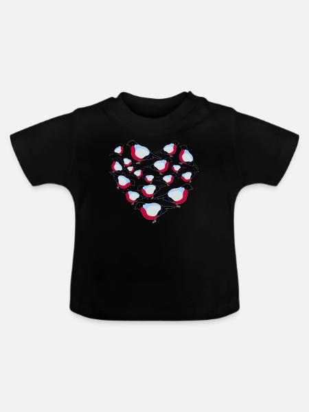Herz Vogel Fink - Baby Bio-T-Shirt mit Rundhals - Schwarz