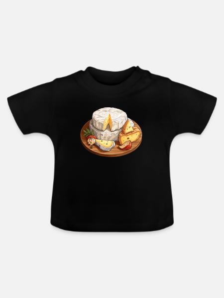 Camembert Käseboard - Baby Bio-T-Shirt mit Rundhals - Schwarz