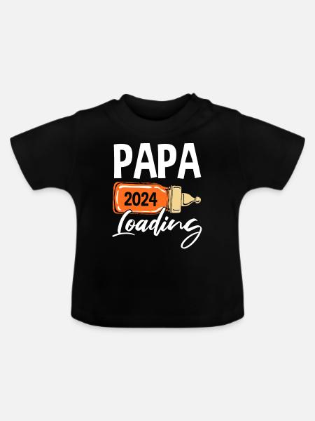 Werdender Papa 2024 - Baby Bio-T-Shirt mit Rundhals - Schwarz