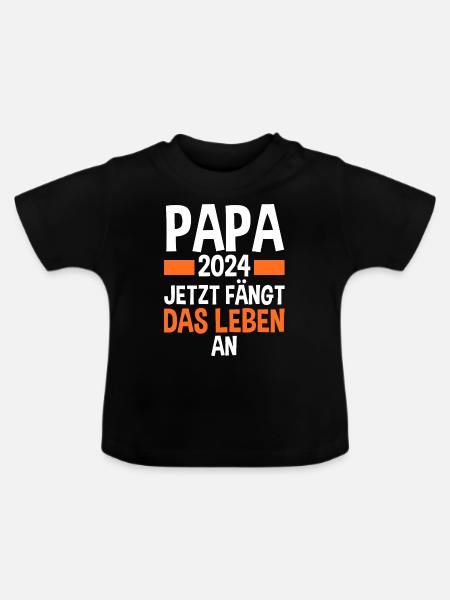 Werdender Papa 2028 - Baby Bio-T-Shirt mit Rundhals - Schwarz