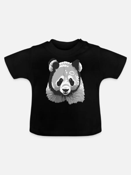 Stilisierter Baby-Panda - Baby Bio-T-Shirt mit Rundhals - Schwarz