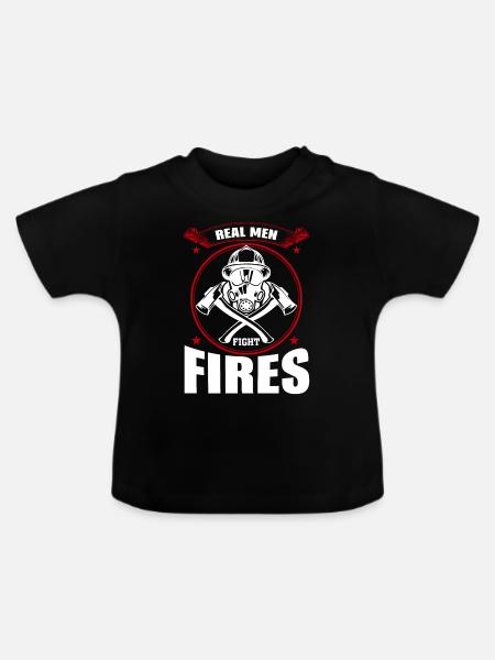 Echte Männer Bekämpfen Brände - Baby Bio-T-Shirt mit Rundhals - Schwarz