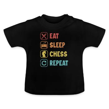 Eat Sleep Schach Wiederholungsspieler Großmeister Königin - Baby Bio-T-Shirt mit Rundhals - Schwarz - Vorne
