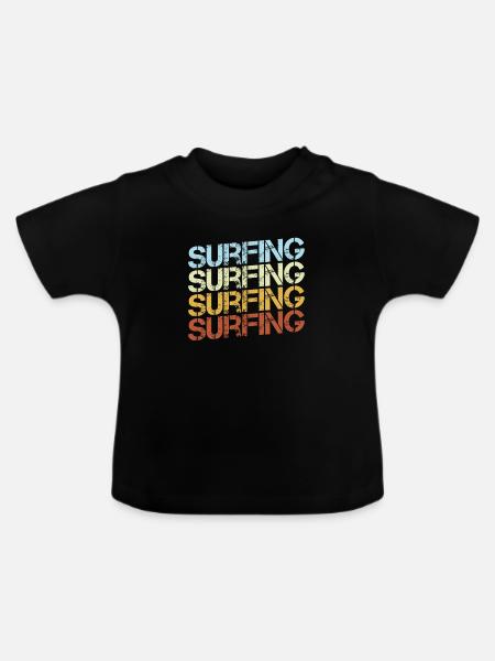 Surfen Retro - Baby Bio-T-Shirt mit Rundhals - Schwarz