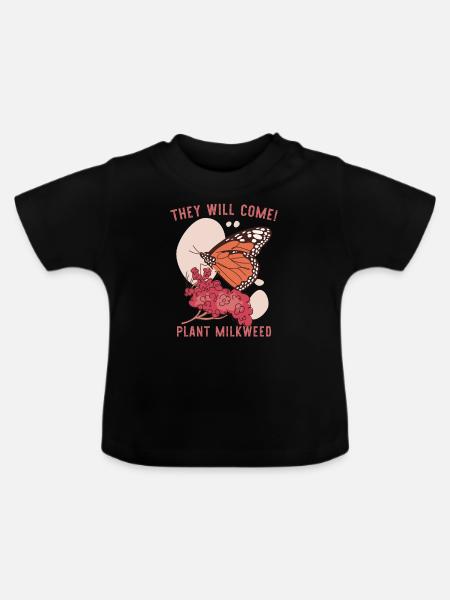 Monarch-Schmetterling Wolfsmilch - Baby Bio-T-Shirt mit Rundhals - Schwarz