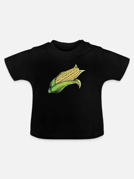 Maiskolben Mais - Baby Bio-T-Shirt mit Rundhals - Schwarz