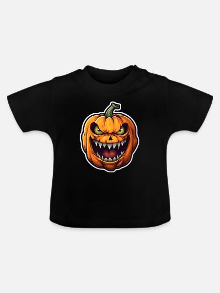 Kürbis - Baby Bio-T-Shirt mit Rundhals - Schwarz
