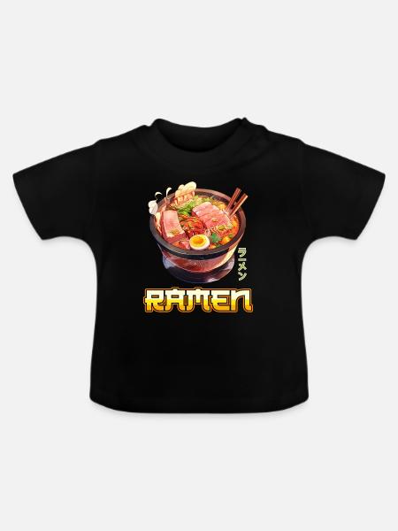 Anime Ramen Nudeln - Baby Bio-T-Shirt mit Rundhals - Schwarz