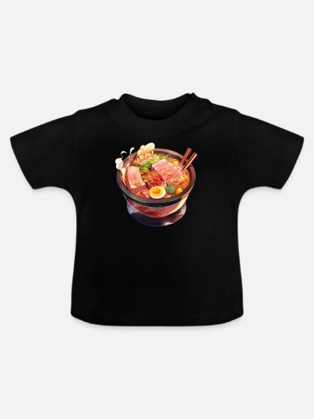 Anime Ramen Nudeln - Baby Bio-T-Shirt mit Rundhals - Schwarz