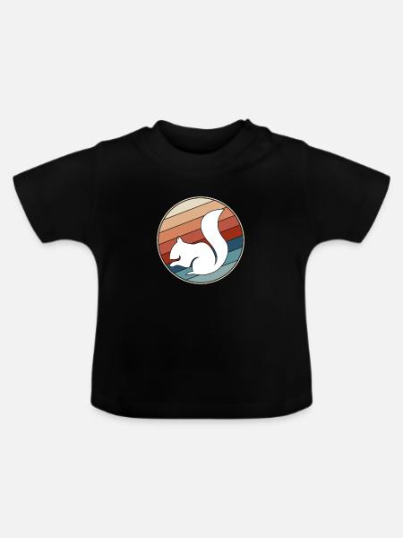 Eichhörnchen Retro - Baby Bio-T-Shirt mit Rundhals - Schwarz