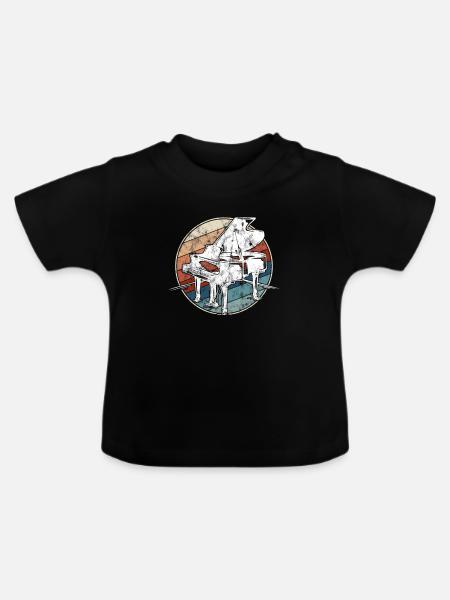 Klavier Retro - Baby Bio-T-Shirt mit Rundhals - Schwarz