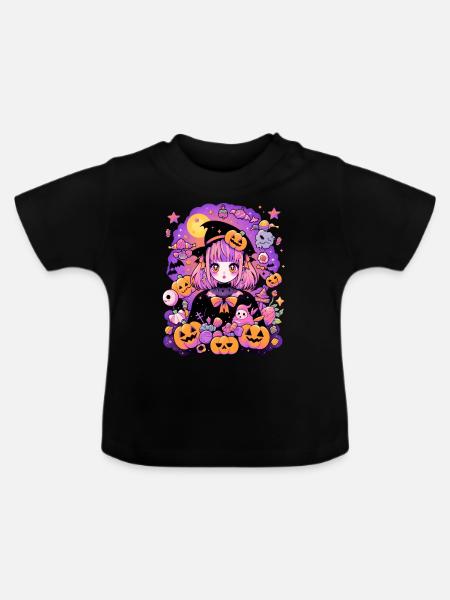 Manga Halloween - Baby Bio-T-Shirt mit Rundhals - Schwarz