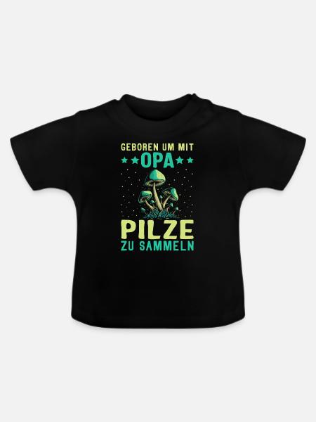 Opa essbare Pilze Steinpilz - Baby Bio-T-Shirt mit Rundhals - Schwarz