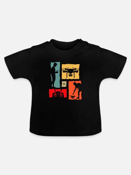 Drone Retro Drone Drone Pilots - Baby Bio-T-Shirt mit Rundhals - Schwarz