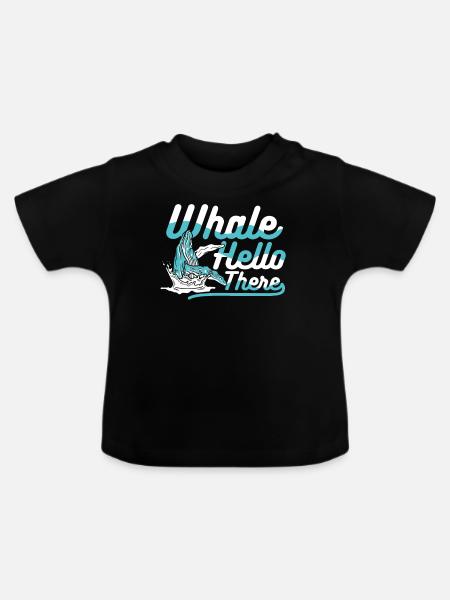 Wal Hallo, Blauer Beluga, Pottwal - Baby Bio-T-Shirt mit Rundhals - Schwarz