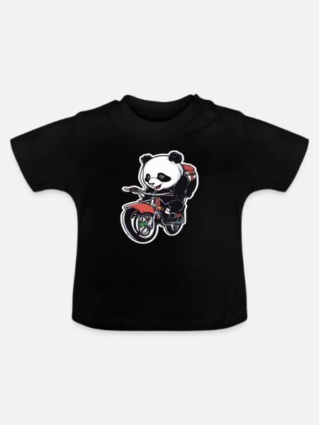 Panda Fahrrad Fahrrad Panda - Baby Bio-T-Shirt mit Rundhals - Schwarz