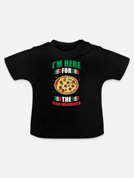 Pizza Margherita - Baby Bio-T-Shirt mit Rundhals - Schwarz
