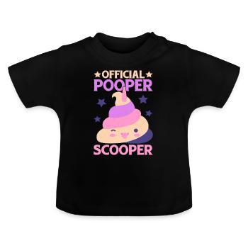 Official Pooper Scooper 34 - Baby Bio-T-Shirt mit Rundhals - Schwarz - Vorne