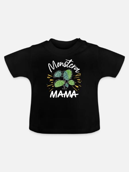 Monstera Mama - Baby Bio-T-Shirt mit Rundhals - Schwarz