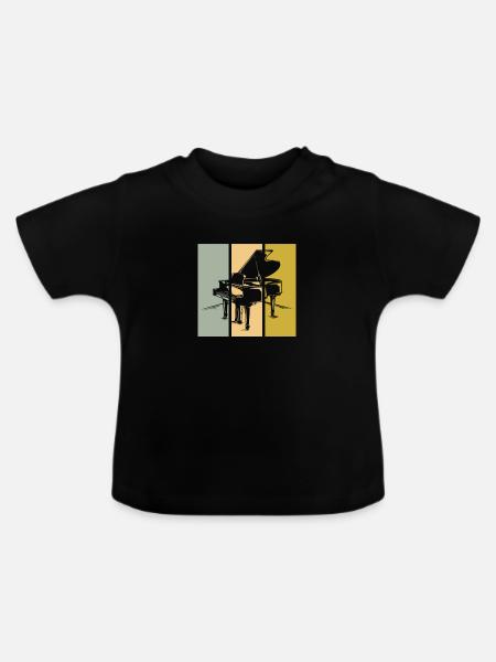 Klavier - Baby Bio-T-Shirt mit Rundhals - Schwarz