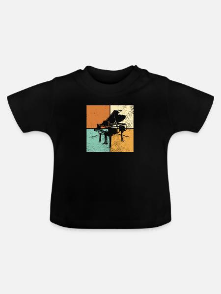 Klavier - Baby Bio-T-Shirt mit Rundhals - Schwarz