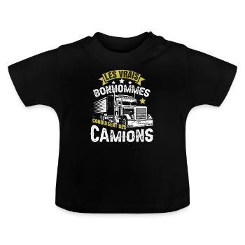 Hommes Conducteur Camion - T-shirt bio col rond Bébé - noir - Devant