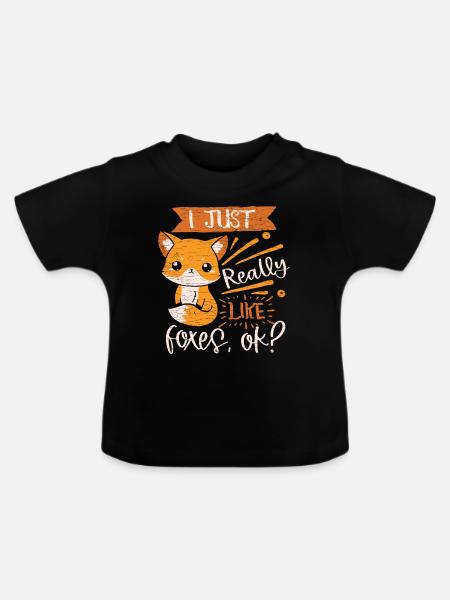 Fuchs Füchse - Baby Bio-T-Shirt mit Rundhals - Schwarz